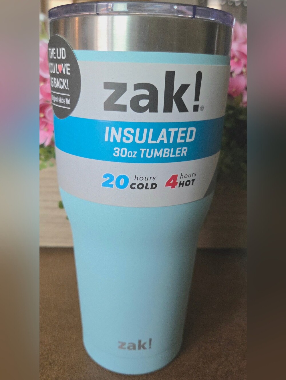 zak! Insulated 30oz Tumbler in Light Blue 20 Hours Cold, 4 Hours Hot
